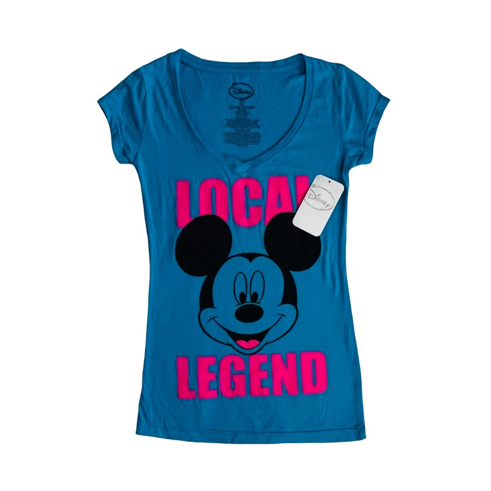 Disney Mickey Mouse Local Legend Blue T-Shirt Women Junior Small S 3-5 NWT